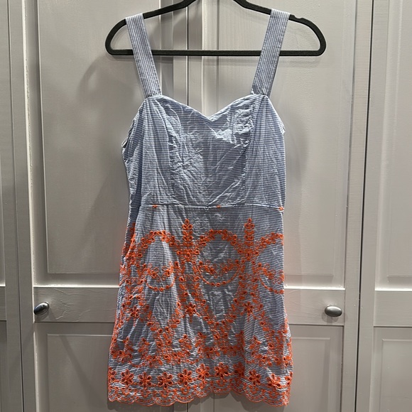 Tularosa | Ari Embroidered Dress | Eyelet Orange Blue - Picture 7 of 17